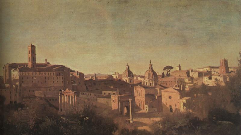  Jean Baptiste Camille  Corot The Forum seen from the Farnese Gardens oil painting picture